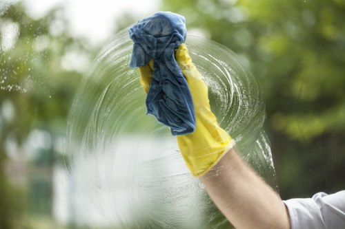 Local cleaner working in a Battersea apartment building