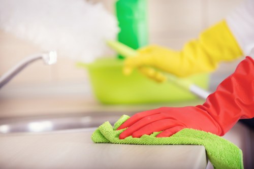 Battersea cleaning team working safely around furniture and client belongings